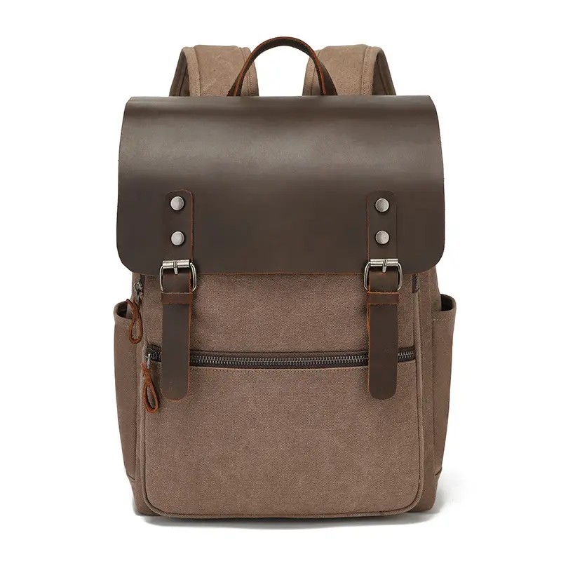 Retro Unisex Crazy Horse Backpack Shoulder Travel Bag High Quality Waxed Canvas Laptop Backpack NE1013