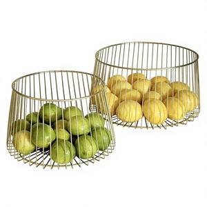 Modern Stainless Steel Wire Fruit <b>Basket</b> Round Metal Storage Bowl for Kitchen Dining <b>Table</b> Countertop Organizer - Product Image 1