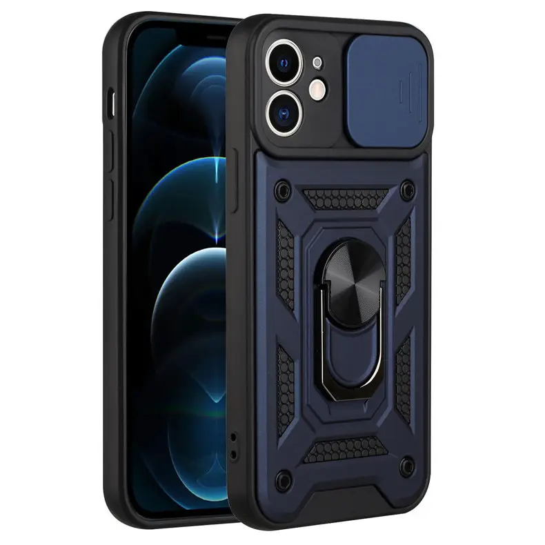 Launch Armor Slide Window Push Full Camera Lens Protection Magnétique Car Kickstand Phone Case Pour iphone 15 Pro Max 15Plus