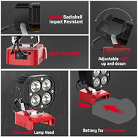 Lámpara LED Inalámbrica de 40W Compatible con Batería Milwaukee de 18V, Portátil, para Trabajo al Aire Libre, Pesca, Emergencias