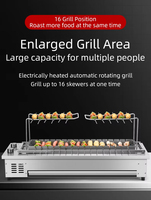 Gril de barbecue commercial automatique à brochettes rotatives, type encastrable, en acier inoxydable, capacité 16 brochettes, pour kebab