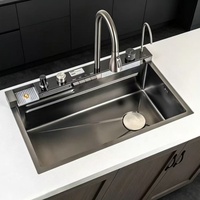 Nouvelle Évier de Cuisine Monobloc Intelligent Multifonction Moderne Grande Capacité en Acier Inoxydable 201/304 Fait Main avec Effet Cascade de Haute Qualité