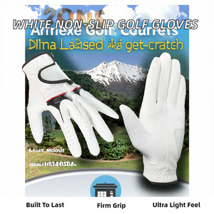 Latest Design White Genuine Leather Non-Slip Full Finger Golf Gloves for Men Adults Lightweight Long-lasting Durability Hand - Product Image 4