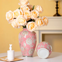 Vase en céramique avec motif de fleurs peintes à la main Décoration de table en porcelaine moderne antique pour la maison