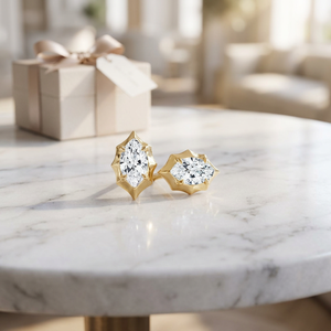 Pendientes de Diamantes con Corte Marquesa en Oro Amarillo para Mujer, Clásicos para Uso Diario, Color D Natural, Certificados por GIA - Product Image 1