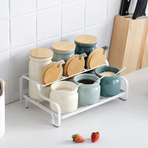 Articoli per la casa all'ingrosso stoviglie Dispenser di olio e aceto Set di barattoli di stoccaggio Set di barattoli di spezie in ceramica nordica con supporto - Product Image 2