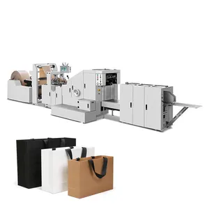 High speed Recycled square bottom paper bag making machine price, fully automatic shopping kraft paper bag machine cost 2022 new