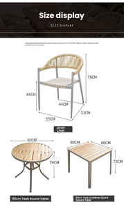 Ensemble de salle à manger de patio Loran moderne et durable pour l'extérieur, plateau de table en bois composite, cadre en aluminium, chaises en rotin, coussins en tissu, 6 pièces - Product Image 5