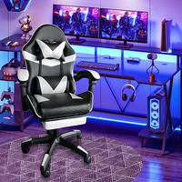 Chaise de jeu inclinable à dossier haut en cuir PU avec LED RGB pivotante à 360 degrés, très vendue