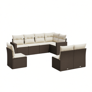 Ensemble de canapés de jardin extérieur marron avec rotin PE imperméable et coussins en mousse haute densité, design contemporain - Product Image 1