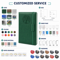Carnet A5 en cuir végétalien PU avec logo couleur personnalisé, couverture rigide, motif Arbre de Vie, journal/agenda avec boucle porte-stylo et bande élastique coulissante