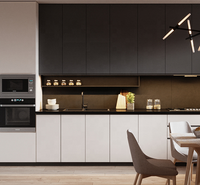 Meubles de cuisine modernes en laque mate noir et blanc Vermont Hangzhou 2026 pour petits appartements, sur mesure pour toute la maison