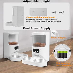 Distributeur automatique intelligent de nourriture pour animaux de compagnie avec double gamelle détachable et facile à nettoyer, à minuterie, pour chiens et chats, avec deux plateaux pour plusieurs animaux - Product Image 3