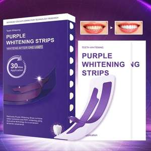 Tiras Blanqueadoras de Dientes sin Flúor Purple Mint para Uso Doméstico, Eliminan Manchas y Placa, Empaque en Caja - Product Image 1