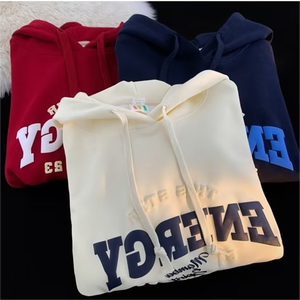 เสื้อฮู้ดดี้ผู้ชายไซส์ใหญ่ ผ้าโพลีเอสเตอร์คอตตอนคุณภาพสูง ขายส่ง พร้อมสกรีนโลโก้แบบดิจิตอล 3 มิติ พิมพ์ลายนูน - Product Image 2