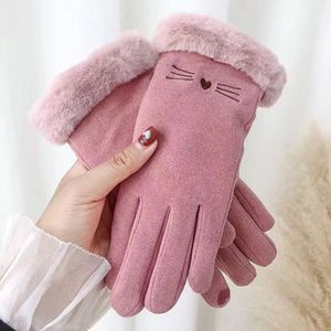 ถุงมือผ้าพลัฌให้ความอบอุ่นสำหรับผู้หญิงหนาน่ารักกันลมสำหรับผู้หญิงถุงมือทัชสกรีนสำหรับฤดูหนาว - Product Image 5