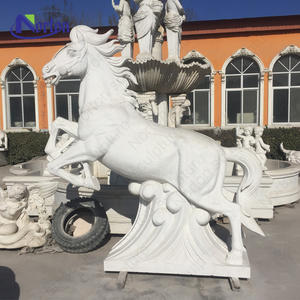 รูปปั้นม้า<span class=keywords><strong>หิน</strong></span>อ่อนแกะสลักหินสีขาวสำหรับตกแต่งสวนในบ้านตามสั่ง - Product Image 3