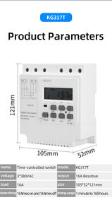 Interruptor Temporizador <span class=keywords><strong>Digital</strong></span> de Carril DIN KG317T, Programable Semanalmente, 3 Fases, CA 380V 30A, Interruptores de <span class=keywords><strong>Control</strong></span> para Motores Trifásicos - Product Image 4