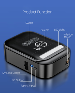 ポータブル12V車用ジャンプスターター 12000mAhバッテリーブースター 1200Aピーク電流 USB-C急速充電器 LED SOS緊急用 車用 - Product Image 5