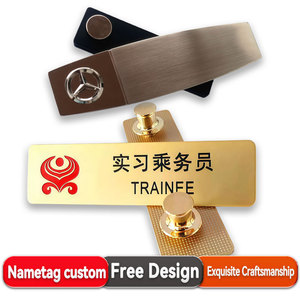 High Quality <strong>Custom</strong> Design Stainless Steel Nametag Laser Engrave Metal Employee Strong Magnet <strong>Name</strong> Tag Lapel Pin <strong>Badge</strong> Nameplate - Product Image 3