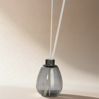 Bouteilles diffuseurs de parfum en verre gris en forme de goutte, personnalisables en usine, 50 ml et 300 ml, écologiques, durables, vides, pour aromathérapie, couleur personnalisée