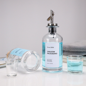 תוויות מותאמות אישית 300 מ "ל חדר אמבטיה זכוכית בקבוק מי פה סט עם זרבובית אוטומטית לפשוט ומגרגר - Product Image 5