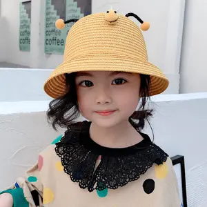 Vente chaude nouveau Style extérieur été mignon Animal respirant à la main chapeau parasol paille plage chapeau de paille pour les enfants