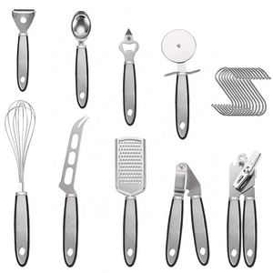 Juego de Utensilios de Cocina de Acero Inoxidable, Prensa de Ajo, Abrebotellas, Utensilios para Hornear con Cubo de Almacenamiento y Caja de Color - Product Image 1