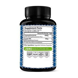 Palmitoiletanolamida (PEA) 630 mg 99% HPLC Luteolina 98% Extracto Estandarizado Micronizado 120 Cápsulas Vegetales Sin GMO Sin <span class=keywords><strong>Gluten</strong></span> - Product Image 2