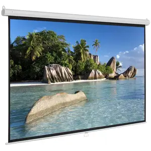 In De Fabriek Direct Te Koop Handmatige Pull-Down Scherm Handmatig Aan De Muur Gemonteerde Projector Scherm 60-150Inch 4:3 16:9