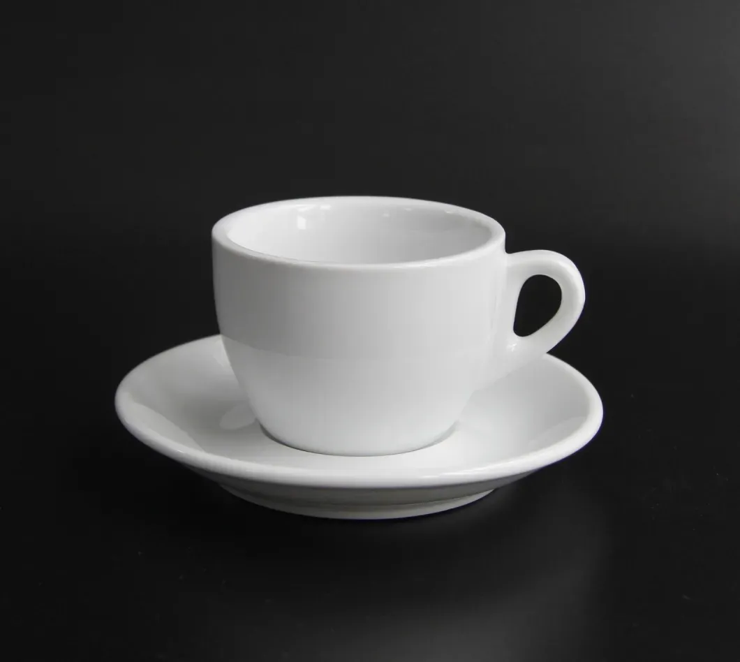 175 Ml 6 אונקיה לבן פורצלן קפוצ 'ינו כוסות ותחתיות קפה מיוחד משקאות, לאטה, קפה מוקה ותה