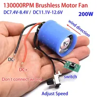 Moteur miniature sans balais DC 74V/111V 12V 200W ultra-puissant 130000 tr/min avec turbine en alliage d'aluminium et ventilateur turbo à canalisation pour DIY