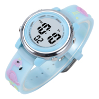 Jam Stopwatch Olahraga LCD OEM/ODM untuk Anak, Tahan Air 3BAR, PC, Lampu Luminous, Alarm, Kronograf, Layar Digital, Tali Plastik
