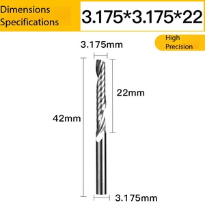 <span class=keywords><strong>Fraise</strong></span> à spirale <span class=keywords><strong>extra</strong></span> <span class=keywords><strong>longue</strong></span>, queue de 3,175 mm, à une dent, pour CNC, bord de coupe de 22 mm, pour bois, acrylique et matériaux épais - Product Image 3