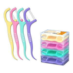 Distributeur de cure-dents en vrac écologique et portable avec fil dentaire ciré à la menthe, en plastique non toxique, pour usage dentaire - Product Image 1