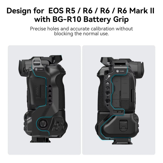 FOR SmallRig 3464B Camera Cage for Canon EOS R5 / R6 / R5C / R6 Mark II with BG-R10 Battery Grip With 1/4"-20 Threaded Holes