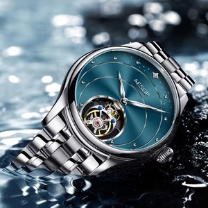 Livraison directe pour montre mécanique à tourbillon véritable, édition limitée, luxe, unisexe, mouvement à remontage manuel, cuir 22 mm - Product Image 4
