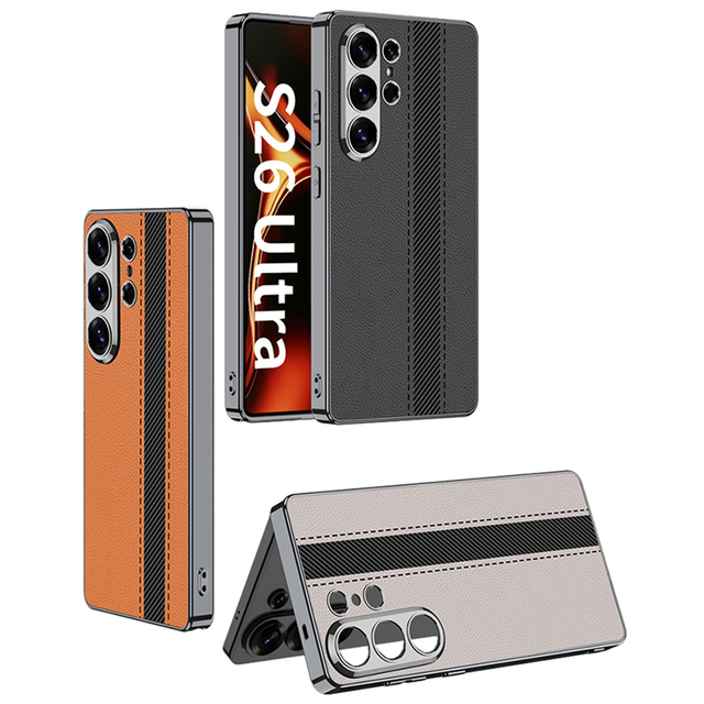 GKK Luxury Matte Touch UltraThin PU Leather Stand Shockproof Phone Case for S23/S24/S25/S26 Ultra