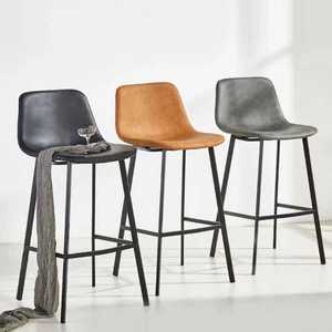 Factory Direct Sale Modern Design Metal Legs <b>Retro</b> <b>Chair</b> Industrial Style Cafe PU Leather High Bar Stools - Product Image 1
