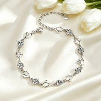 Bijou en argent sterling S925 plaqué rhodium avec zircon, motif cœur, design de niche de luxe léger, cadeau pour femme, idéal pour les fêtes - Collection transfrontalière