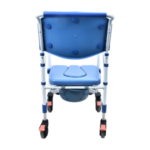 Silla de ruedas con asiento para el cuidado en el hogar, color azul real, plegable, con ruedas, para personas mayores y discapacitadas, equipo de seguridad para el baño - Product Image 2