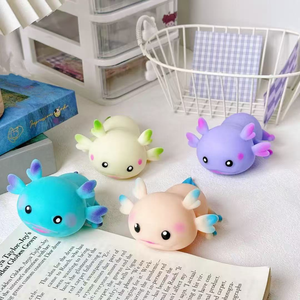 Jouet à presser en TPR Maltose, en forme d'axolotl coloré, en matériau TPR souple, cadeau anti-stress pour enfants, stimulant d'humeur pour les journées chargées - Product Image 2