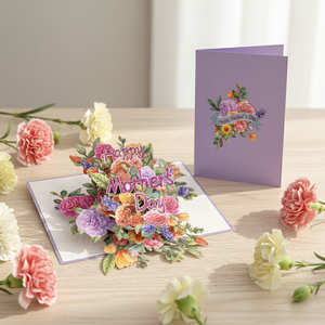 <span class=keywords><strong>Carte</strong></span> de vœux créative 3D pop-up pour la fête des mères, les anniversaires et le Nouvel An, en papier verni UV, <span class=keywords><strong>cadeau</strong></span> fait main, bouquet de fleurs de carnation - Product Image 1