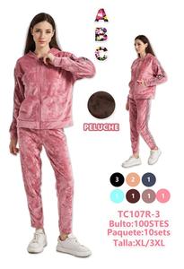 Tuta da donna in peluche, vestibilità regolare, con cappuccio, cerniera intera, colore tinta unita, in peluche, invernale, casual, taglie forti, con dettagli laterali - Product Image 1