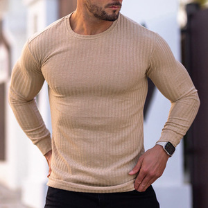 T-shirt homme 2022 de haute qualité, personnalisé, imprimé par transfert thermique, 100% coton biologique tissé, col rond, coupe ajustée, respirant, uni, manches longues - Product Image 2