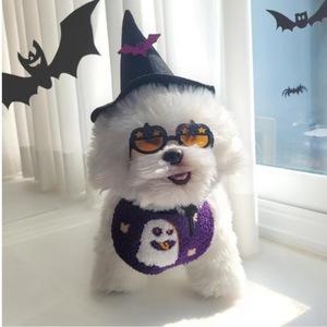 Baberos de Halloween para mascotas con diseño de calabaza y fantasma de dibujos animados, pañuelo elástico con cordón para perros y gatos, accesorio para disfraces de mascotas - Product Image 3