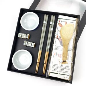 Tikar bambu sushi fujiyama Jepang baru 8 buah set piring makan sushi peralatan khusus keramik dengan sumpit - Product Image 5