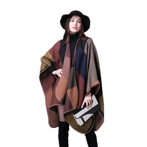 Luxury Extra Long Fabric Check pattern Fashion Pashmina Wool Scarf for women Winter Shawl Thicken and warm print stylish