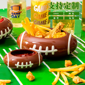 Juego de Tazones de Cerámica Personalizados para Rugby, Color Marrón Oscuro, 8 Pulgadas, Plato para Aperitivos para Fiestas, Hoteles, Café, Té y Eventos - Product Image 1