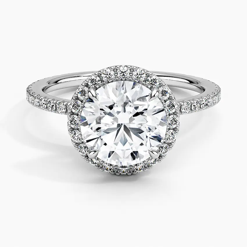 Cina su misura lave Halo diamante anello di fidanzamento oro bianco gioielli anello di nozze laboratorio cresciuto CVD anello di diamante sintetico